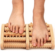 Wooden Foot Massager Roller with Bi-Directional Control - Plantar Fasciitis Relief Heel Spur & Neuro