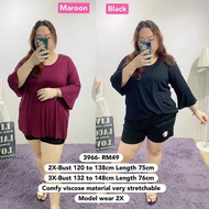Ready Stock Plus Size Flared sleeves Top  blouse 大码t七分袖T恤喇叭袖宽松上衣现货  *Bust 39 to 59inch/ 100-150cm(39