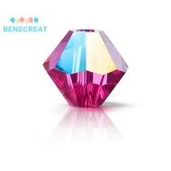 BENECREAT 24pcs Preciosa&reg Beads Czech Bicone(451 69 302 Rondelle) 70350 201 Fuchsia Glitter 6mm H