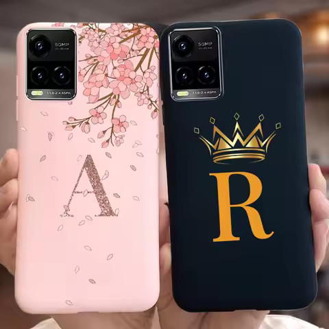 For Vivo Y21 Y21s Case V2110 V2111 Cute Crown Letters Cover Matte Phone Cases For Vivo Y33s Vivo Y21
