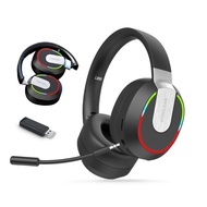 2.4G Wireless Hifi Stereo Headphones With USB Dongle Microphone RGB Bluetooth 5.1 Gaming Headset for Mac PS4 PS5 Phone PC Laptop