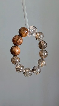 畢業級 大咪全淨魔鬼髮晶手珠17-18MM 銅順髮  正財事業氣場