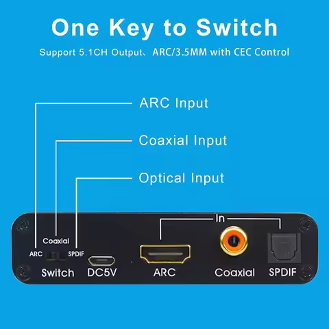 192KHz ARC Audio Extractor DAC Digital to Analog Audio Converter HDMI-compatible ARC to Optical/SPDI