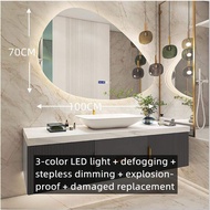 [Customized] Bathroom Smart LED Mirror Water Drop Shape Irregular 3-Color LED Light Bedroom Mirror B