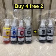Ready Stock Refill Ink T664 Compatible For EP L120/L210/L360/L1300 (C,M,Y,BK+2 BK)  4 Free 2