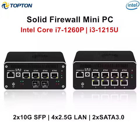 Solid Firewall Mini PC Intel 2*10G SFP i7 1260P 1235U i3 1215U 8505 8x2.5G LAN 2*SATA Firewall Compu