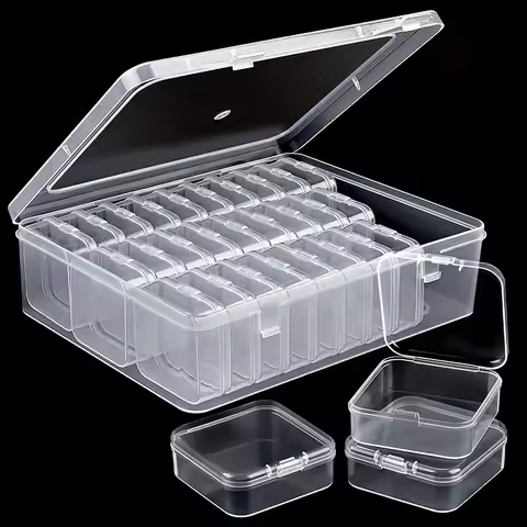 ​​30-Slot Clear Organizer Box - Stackable Desktop Storage for Jewelry/Crafts, BPA-Free PP Plastic Tr