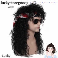 LUCKY Halloween Party Cosplay Wig, Fluffy Punk 70s 80s Rockstar Wig, High Quality Long Curvy Mullet 