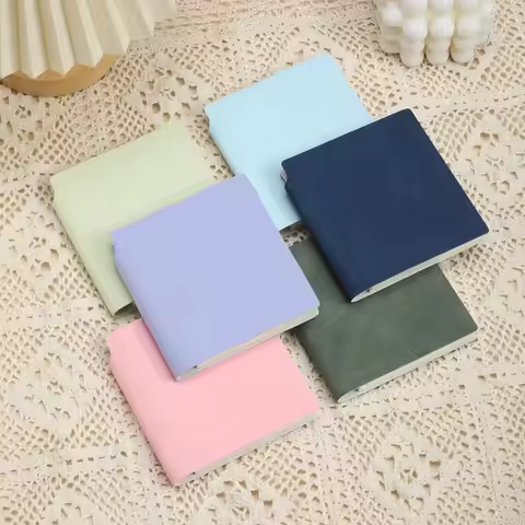 Portable Mini Blank Notebook Soft Leather 98 Sheets/196 Pages Pocket Notebook Compact Thickened Squa