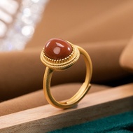 South Red Round Natural Agate Women S Ring Exquisite Hetian Jade Women S Fashion Female Ring Ring