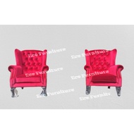 Kerusi Baldu Velvet Wing Chair 1 Seater Arm Chair Chesterfield Wing Chair