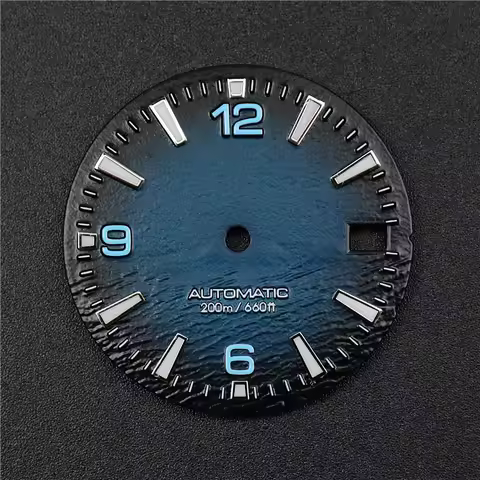 High Quality 28.5mm Nh35 Watch Dial With Blue Bgw9 Green C3 Bright Luminous For Crown At 3 3.8 Nh35A