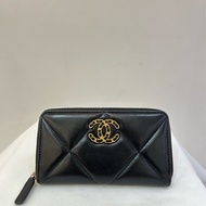 CHANEL黑羊皮19 系列拉鏈中夾