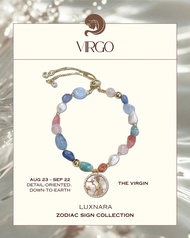 LUXNARA Zodiac Signs Collection - สร้อยข้อมือหิน Mixed Stones พร้อมชาร์มสัญลักษณ์ 12 ราศี เสริมพลังง
