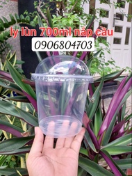 HOT Set 50 Thố nhựa đựng trà sữa nước ép ly nhựa lùn(700ml) nắp bằng nắp cầu - Quán nào cũng cần