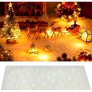 4 Pcs Christmas Snow Blanket with LED Lights 47.2 x 8.7 inch Artificial Snow Table Runner Mantel Sca