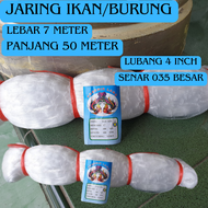 BISA COD JARING IKAN LEMPAR JALA IKAN PANJANG SENAR 035 BESAR LUBANG 4 inch LEBAR 7 METER PANJANG 50 METER