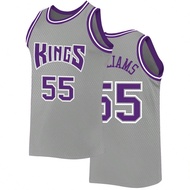 เสื้อบาสเกตบอลผู้ชาย เบอร์ 55 สีเทา เสื้อบาสเกตบอลปัก และเย็บ แขนกุด ถังกีฬา