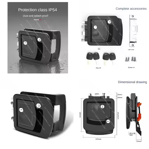 Manual RV Door Lock Zinc Alloy Double Lock Cylinder C-Class IP54 Waterproof Dustproof Panel Lock
