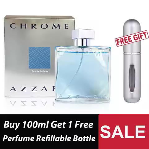 Azzaro Chrome Eau de Toilette 100ML Fresh Aquatic Mens Cologne Citrus Woody Musky Fragrance Fresh No