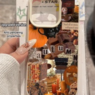 1pc Halloween Pumpkin Cookie & Maple Leaf Collage Pattern Litchi Texture Waterproof Shockproof Anti-