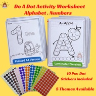 Alphabet Numbers 1-10  Do a Dot worksheet Montessori Early Learning Busy Book / Busy Bag Toy Toddler