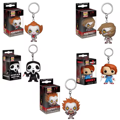 FUNKO Pennywise Scream Face Chucky Pocket Keychain Action Figures Collection Model Toys For Children