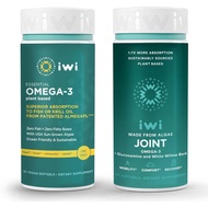 Iwi Omega-3 Essential & Joint Omega-3 Bundle, 30 Servings, Vegan Plant-Based Algae Omega 3, Krill & 