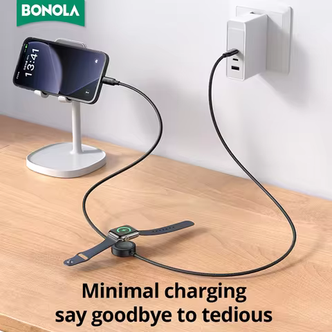Bonola 2 in 1 Watch Wireless Charger for Apple Watch Ultra/9/8/7 60w Fast Charging Type C to C Cable