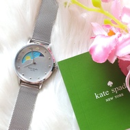 Kate Spade Gramercy Sun / Moon Phase Three-Hand Quartz Watch in Silver Mesh Stainless Steel Bracelet