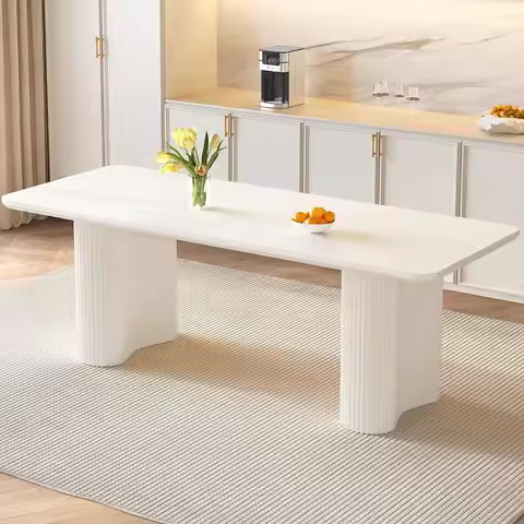 Elegant 79 White 8-Seater Dining Table for Kitchen or Breakfast Nook