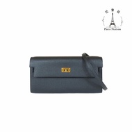 【巴黎站二手名牌專賣店】＊現貨＊HERMES 愛馬仕 真品＊W刻黑皮革金釦Kelly To Go 錢包