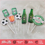 Beer bottle sticks, beer cans, balls (8 pieces) to decorate birthday cakes, cream cakes, and jelly