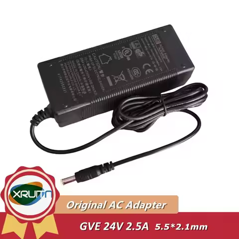 Genuine GVE GM601-240250 24V 2.5A 60W AC DC Adapter Charger 5.5*2.1mm GM60-240250-F