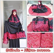 MUKENA DEWASA/MURAH/GROSIR/BORDIR/TASIK/ADEM/LARIS/BELINDA HITAM MARUN