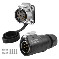 CNLINKO 8 Pin 15Amp Power Industrial Circular Connector, Male Plug & Female Panel Mount Receptacles 