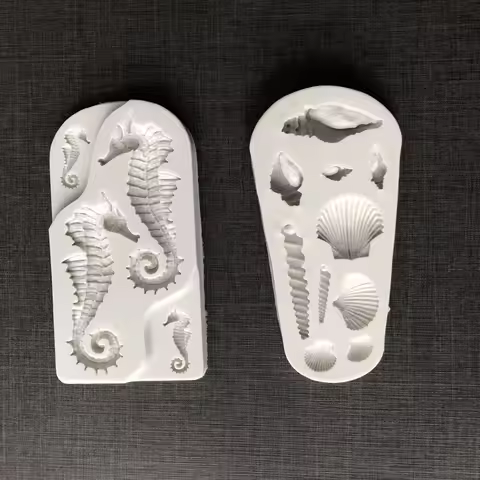 Cartoon Ocean Hippocamp Fondant Shell Conch Cake Silicone Mold Candy Chocolate DIY Baking Decoration