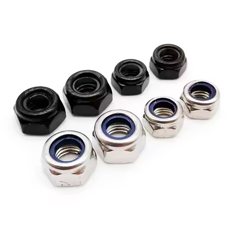 M2 M2.5 M3 M3.5 M4 M5 M6 M8 M10 M12 M16 304 Stainless Steel Black Nylock Nut Locknut Hex Nylon Inser