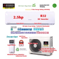 Mitsubishi 2.5hp DC Inverter Aircond SRK24YXS2 &amp; SRC24YXS2 Mitsubishi Heavy Industries R32 2.5hp Deluxe Inverter Air conditioner (Ionizer with 3D Auto Swing Air Flow)