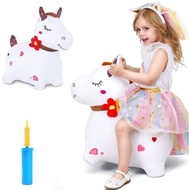 iPlay, iLearn Bouncy Pals Brown Hopping Horse, Toddler Plush Animal Hopper Toy, Kids Inflatable Ride