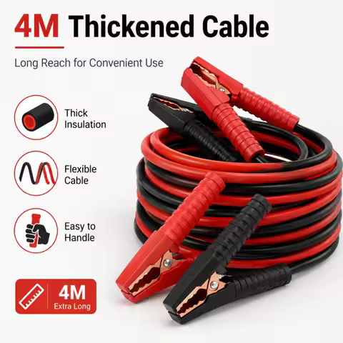 4-meter Fully Enclosed Car Battery Jumper Wire, Pure Copper Connection Wire, Thickened Jumper Wire, 