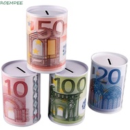 ROEMDEE Money Bank Cylinder Durable Euro Tinplate Home Decoration Coins Deposit Boxes