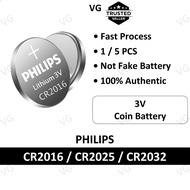 [100% ORIGINAL] PHILIPS CR2016 CR2025 CR2032 3V Battery Bateri Keyless Remote control Coin button Fo