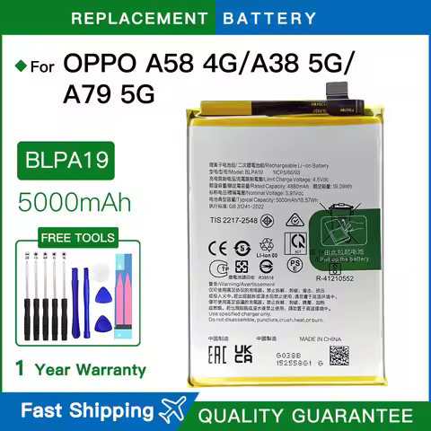 Brand new REPLACEMENT Battery BLPA19 For OPPO A58 4G/A38 /A79 5G mobile phone Battery Batteries batt