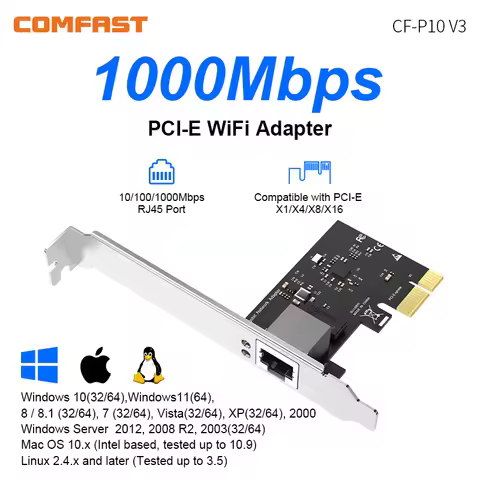 Comfast 1000Mbps PCI-E WiFi Adapter Gigabit Network Card 2G/5GHz 802.11AC For Desktop Win 7/8/10/11 