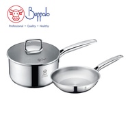 牛頭牌 Buffalo Pro Twins Cook 3件廚具套裝：單柄煲20cm + 煎鍋20cm + 玻璃蓋 (35020PF1) - 包送貨