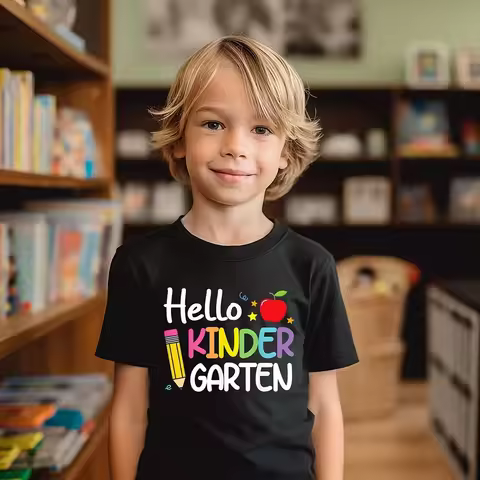 Kindergarten Children's Clothing First Day of School Children's T-Shirt Fashion Print Tops for Kids 
