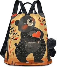 Backpack Purse for Women 1950s Style Book Cover Anti Theft Travel Bag Fashion Pompom Backpack for Hi