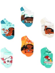 Disney Princess Moana Girl's Toddler Women's No Show 6 pack Socks Set