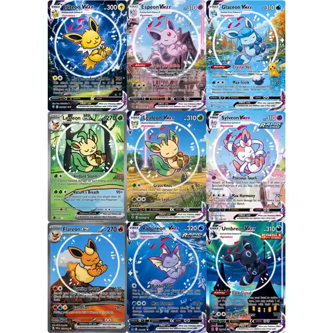PTCG Collection Cards Espeon Flareon Glaceon Sylveon Umbreon Vaporeon DIY PTCG Game Cards Shining Cr